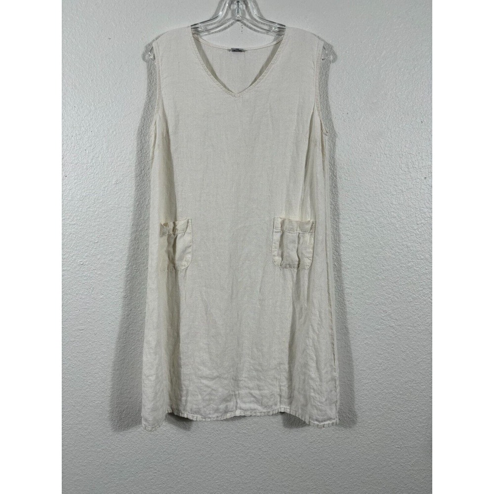 Match Point Dress Womens Small White Linen Sleeveless V-Neck Pockets - Picture 1 of 12